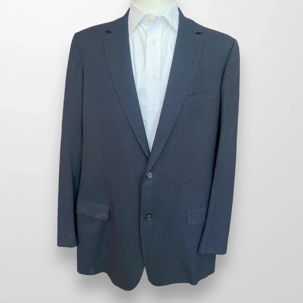 Vtg Hickey Freeman Black Bespoke Wool Sport Coat Mens 42 X Long Suit Blazer